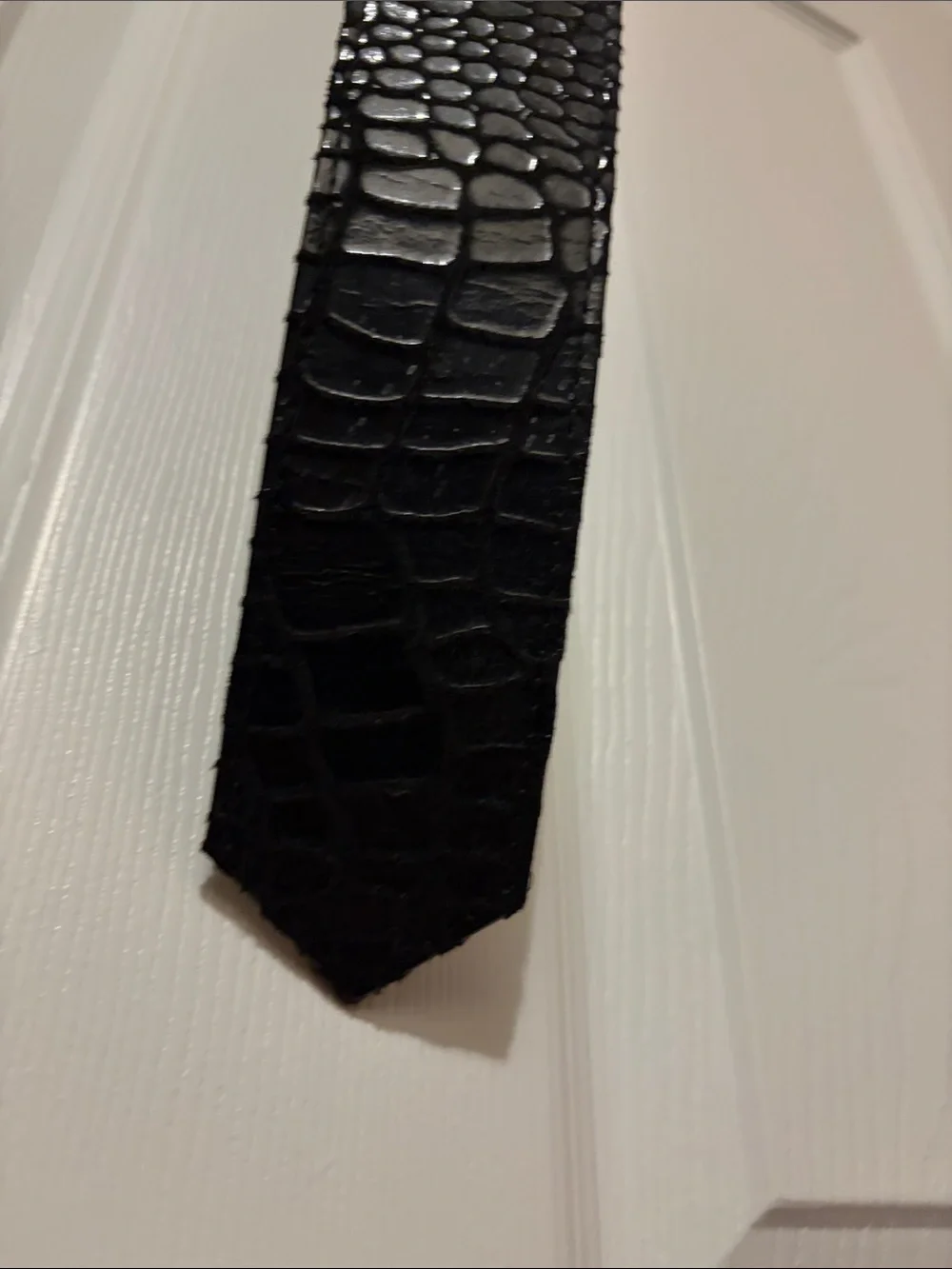 Black Croc-Embossed Faux Belt